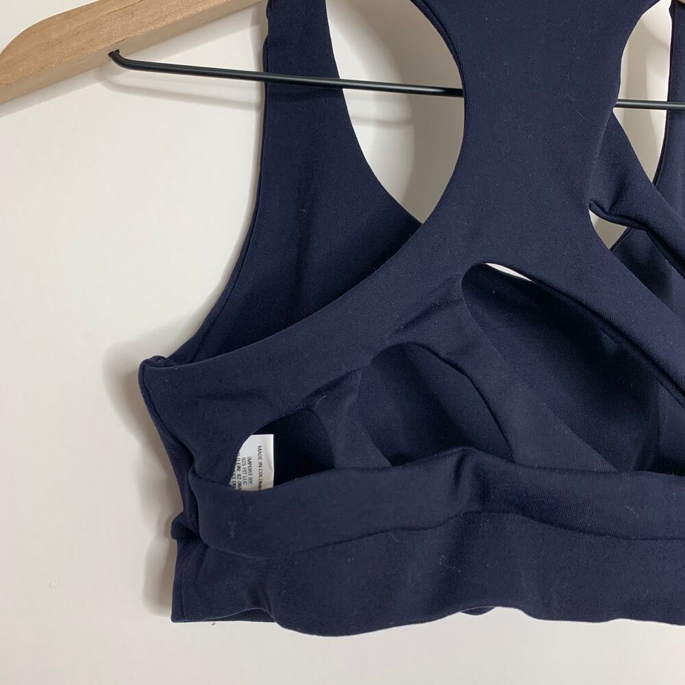 9two5fit Get in Line Navy Sports Bra Womens New Medium - Picture 5 of 10